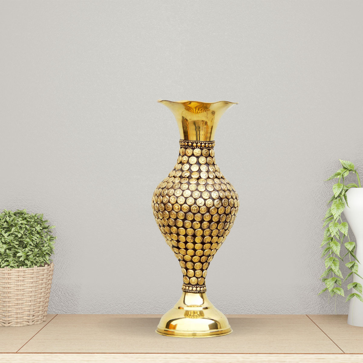 Brass Home And Garden Flower Pot 0.54Kg - PUSHMYCART