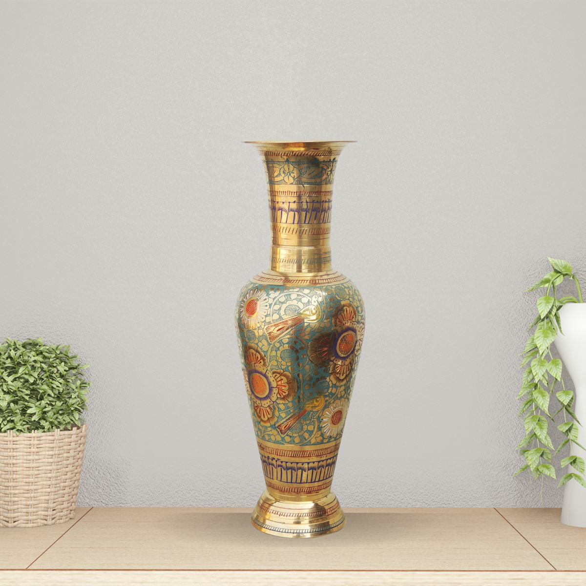 Brass Home And Garden Flower Pot Vase 0.75Kg - PUSHMYCART