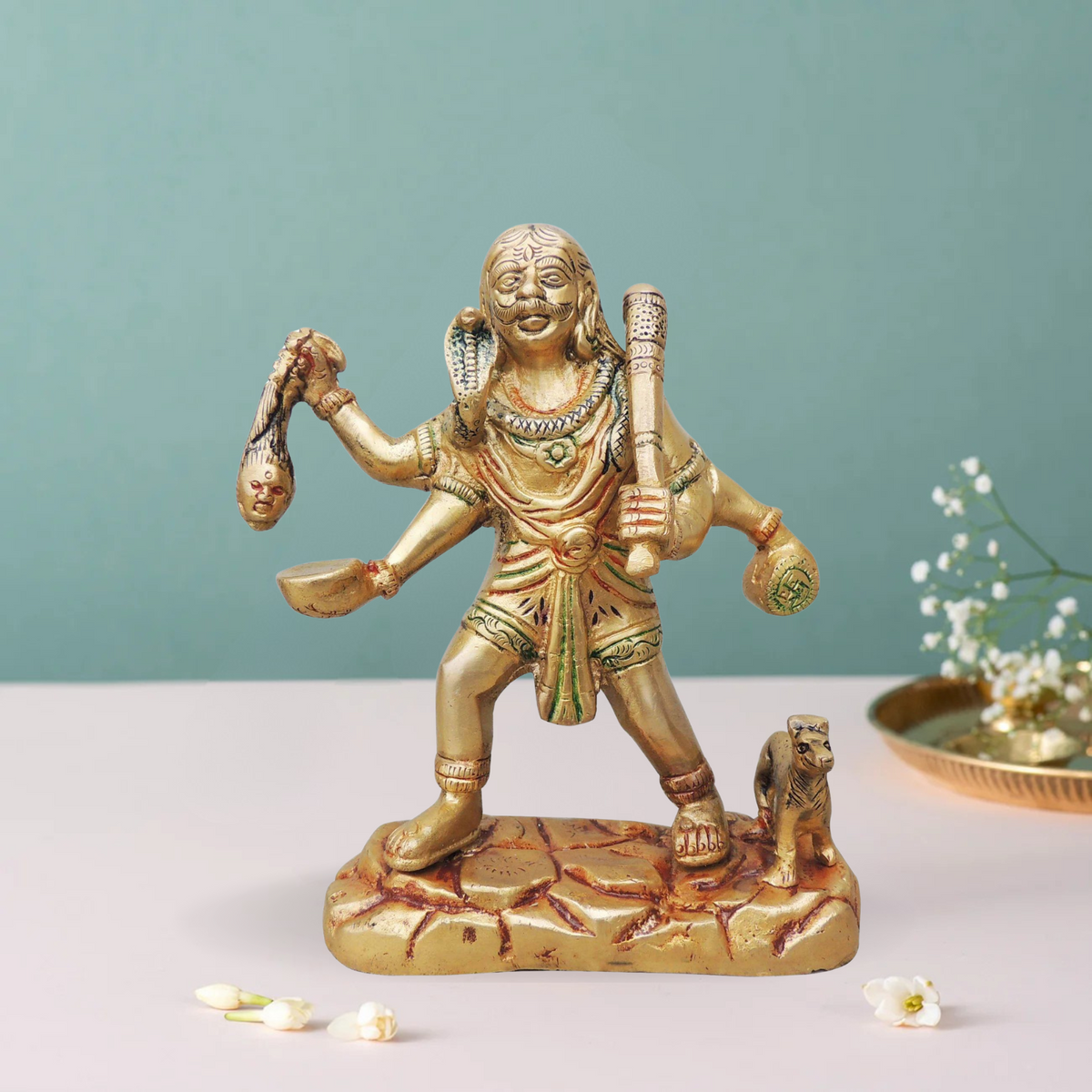 Brass Bhairav Baba Statue 1.435Kg - PUSHMYCART