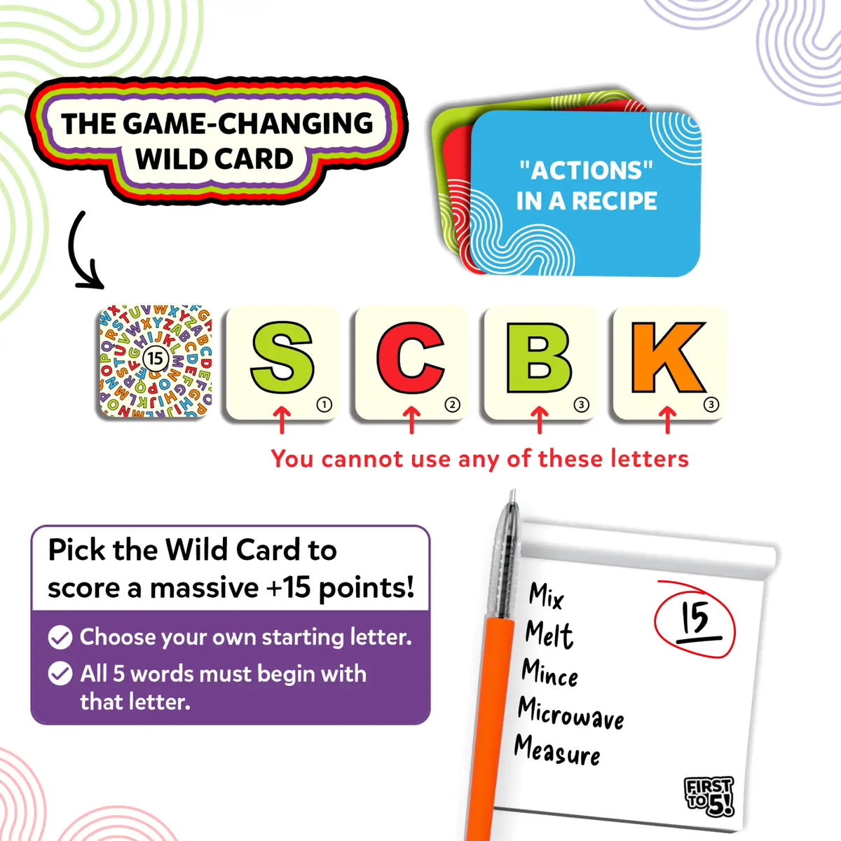 Skillmatics First to 5 Quick Category Game with a Twist Ages 8 and Up