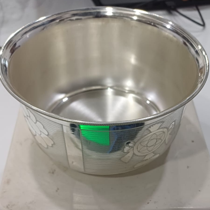 Pure Silver Sankha Chakra Design Bowl 109 grams - PUSHMYCART