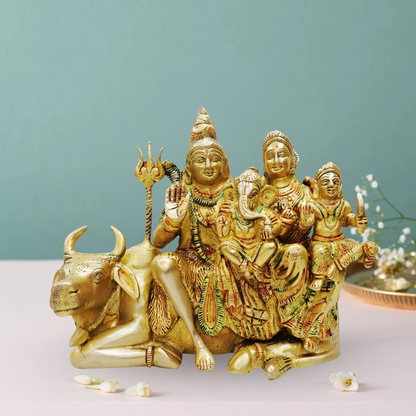 Brass Shiv Parivar With Nandi Statue 3.83Kg - PUSHMYCART