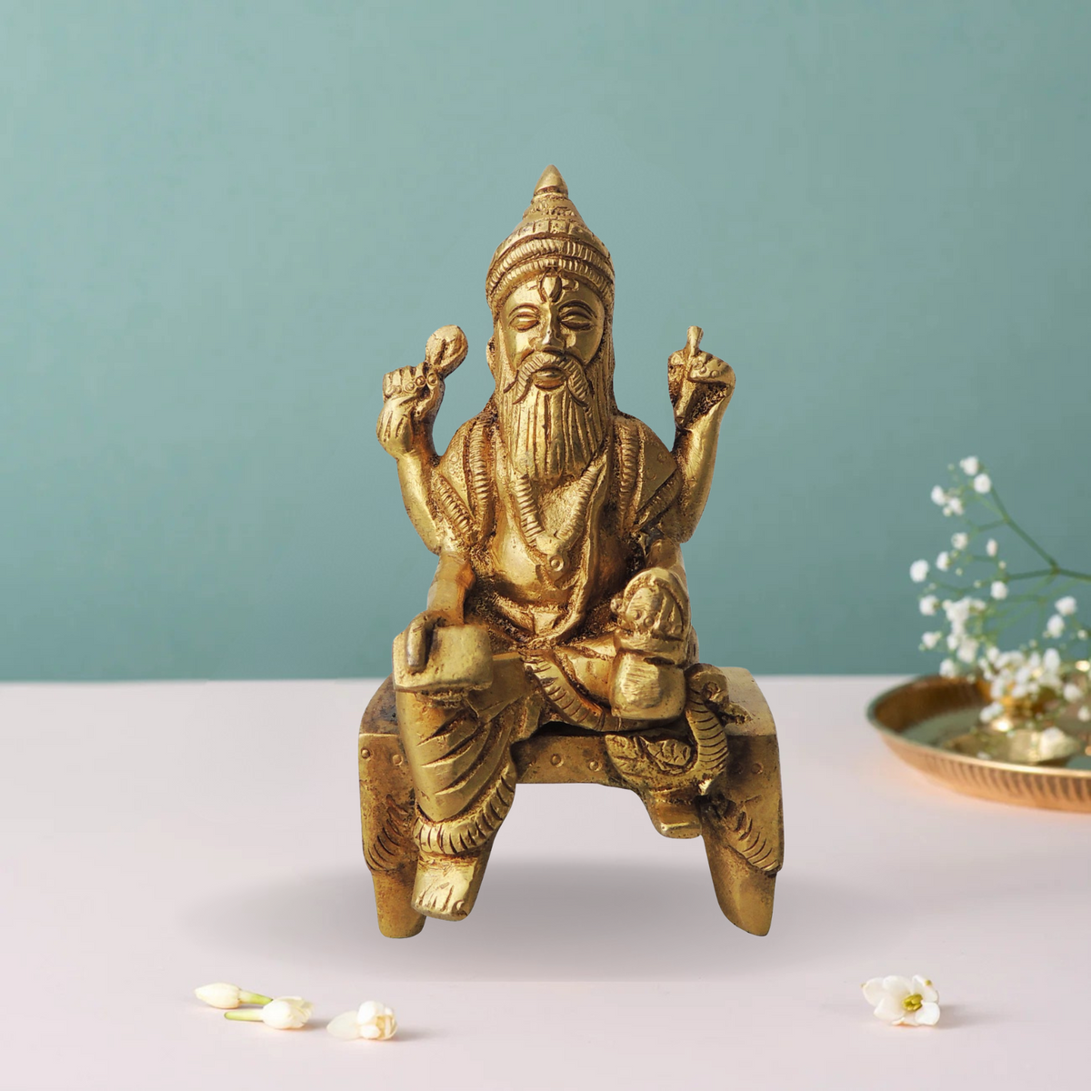 Brass Vishwakarma Statue 0.4Kg - PUSHMYCART