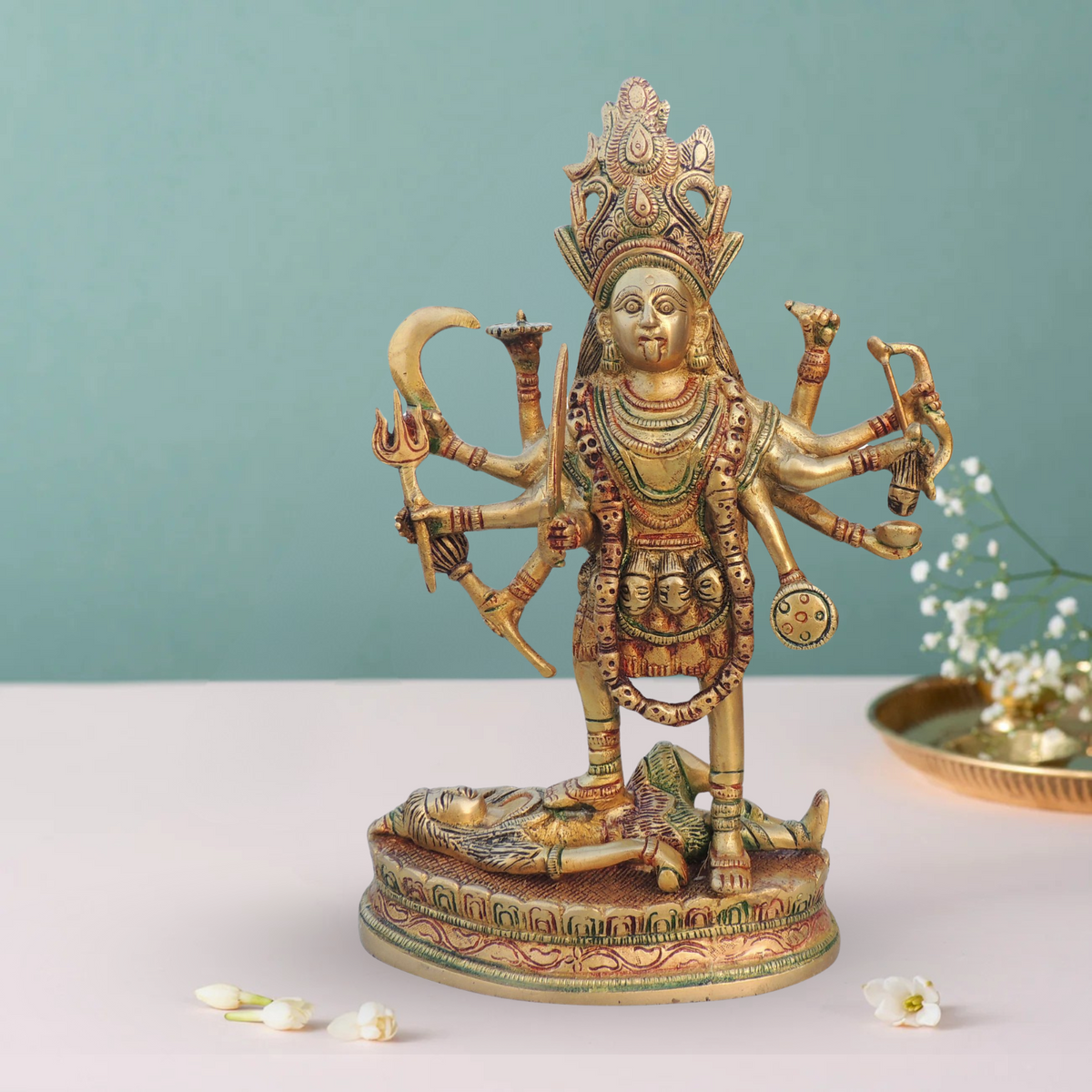Brass Kali Maa Statue 2.8Kg - PUSHMYCART