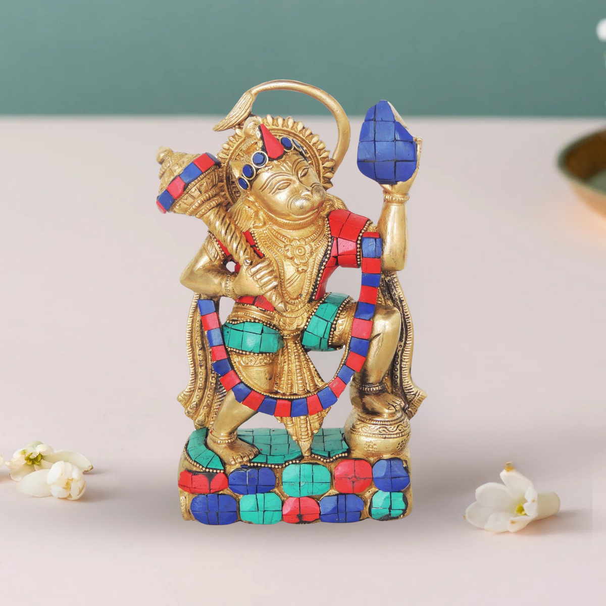 Brass Hanuman Ji Statue 2.62Kg - PUSHMYCART