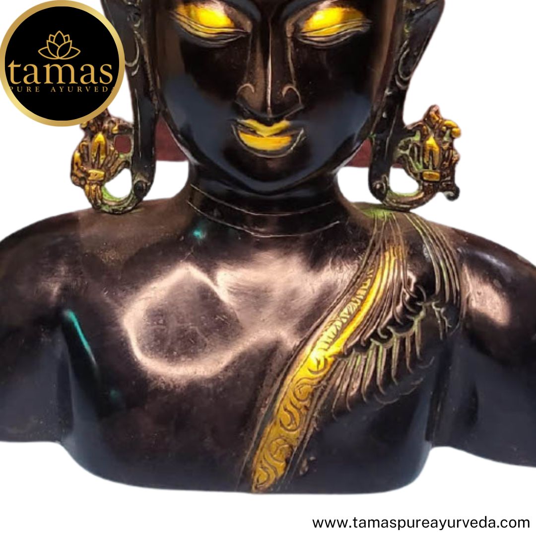 Tamas Brass Handcrafted Buddha, Figurine Sculpture Decoration for Home Indoor Outdoor Statue / Idol with Antique Finish , (Golden & Black) - PUSHMYCART