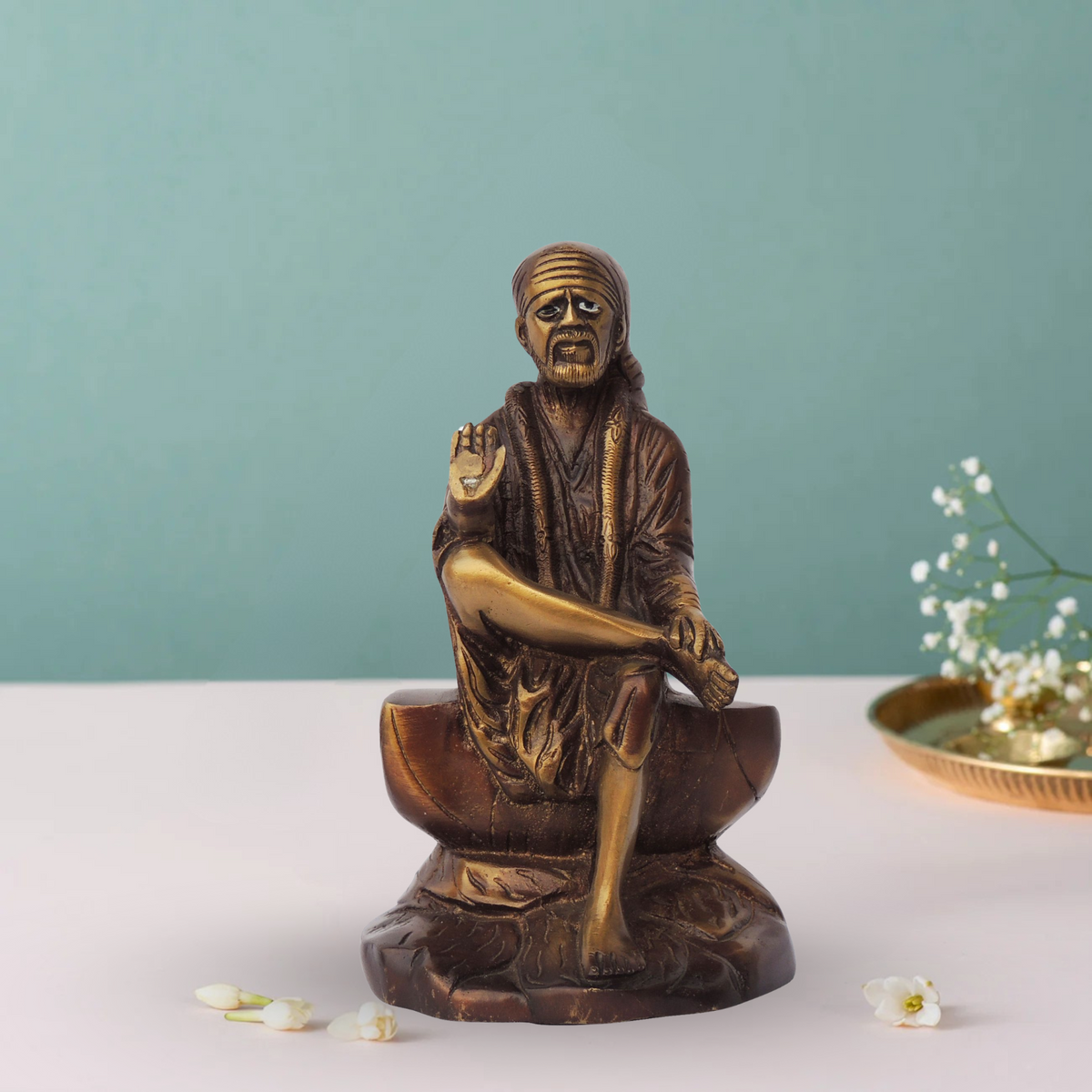 Brass Sai Baba God Idol Statue 2.38Kg - PUSHMYCART