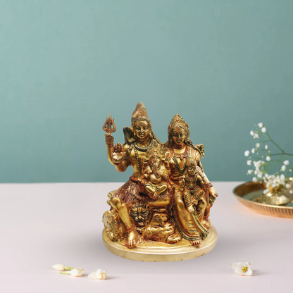 Brass Shiv Parivar Colour Idol Statue 4.668Kg - PUSHMYCART
