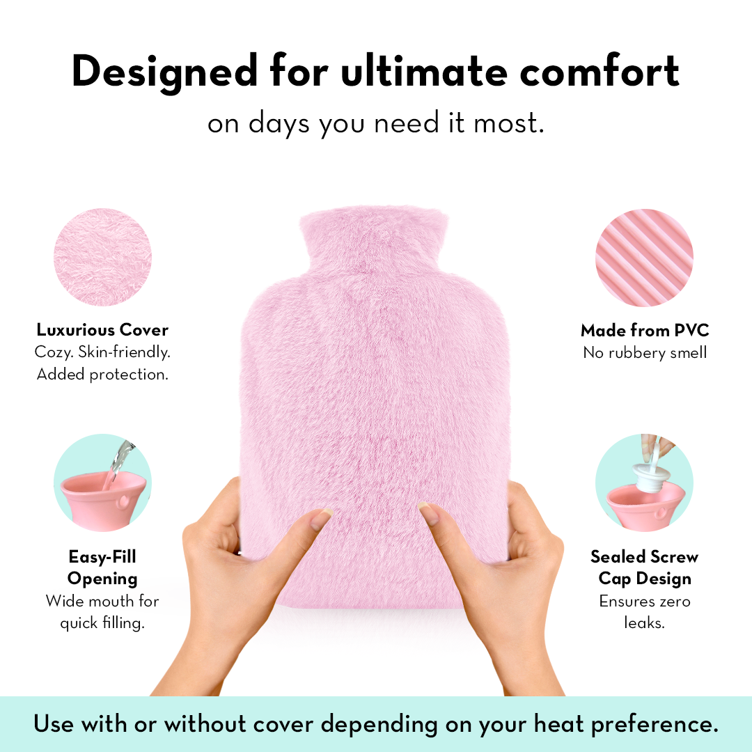 Plush Hot Water Bag with Soft Fur Cover
