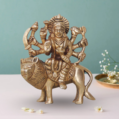 Brass Goddess Durga Superfine Idol 0.492Kg - PUSHMYCART