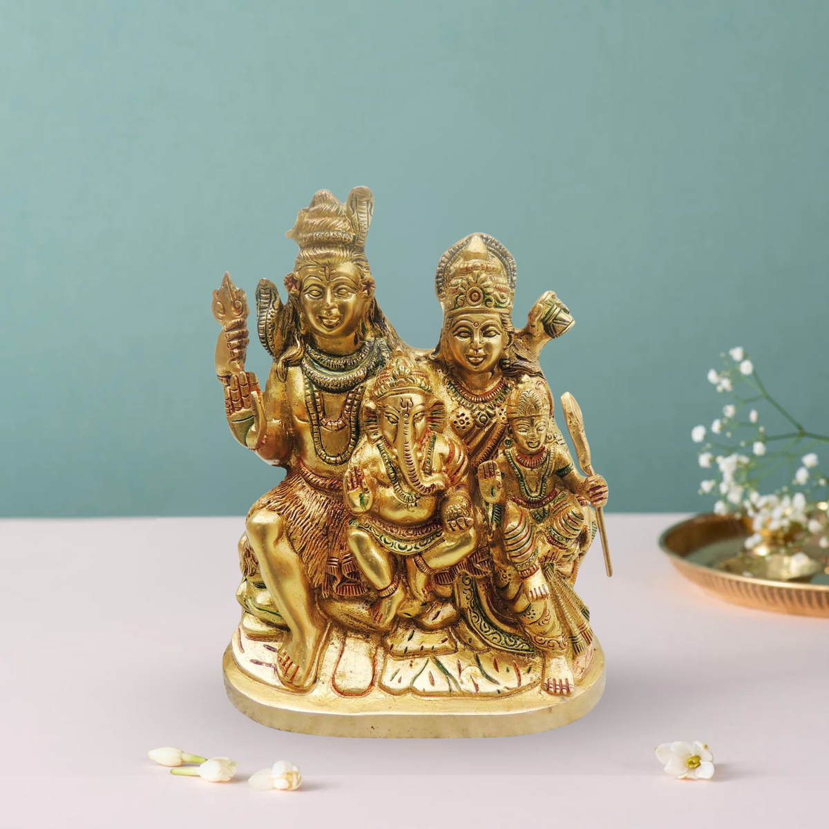 Brass Shiv Parivar Idol | Shiv Family Murti 6.9Kg - PUSHMYCART
