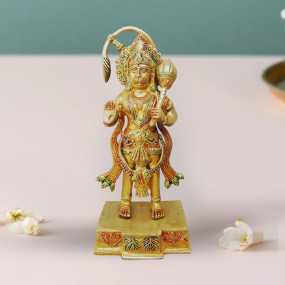 Brass Hanuman Statnding Statue 2.225Kg - PUSHMYCART