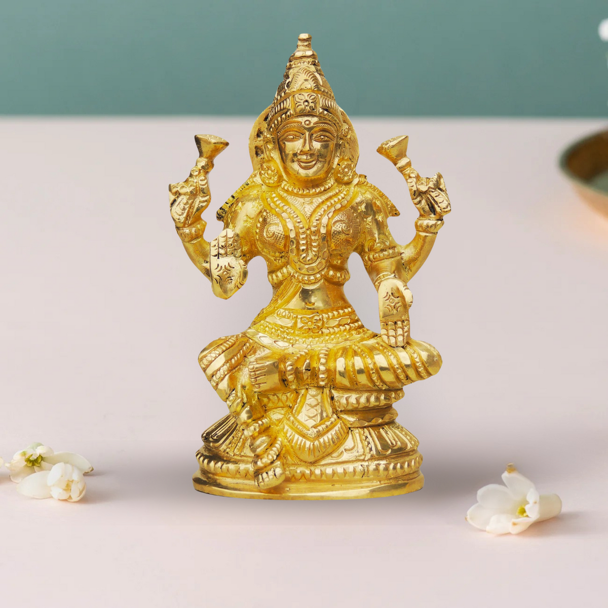Brass Laxmi Ji Statue 0.75Kg - PUSHMYCART