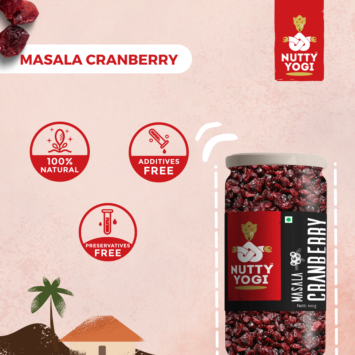 Nutty Yogi Masala Cranberries 100gm