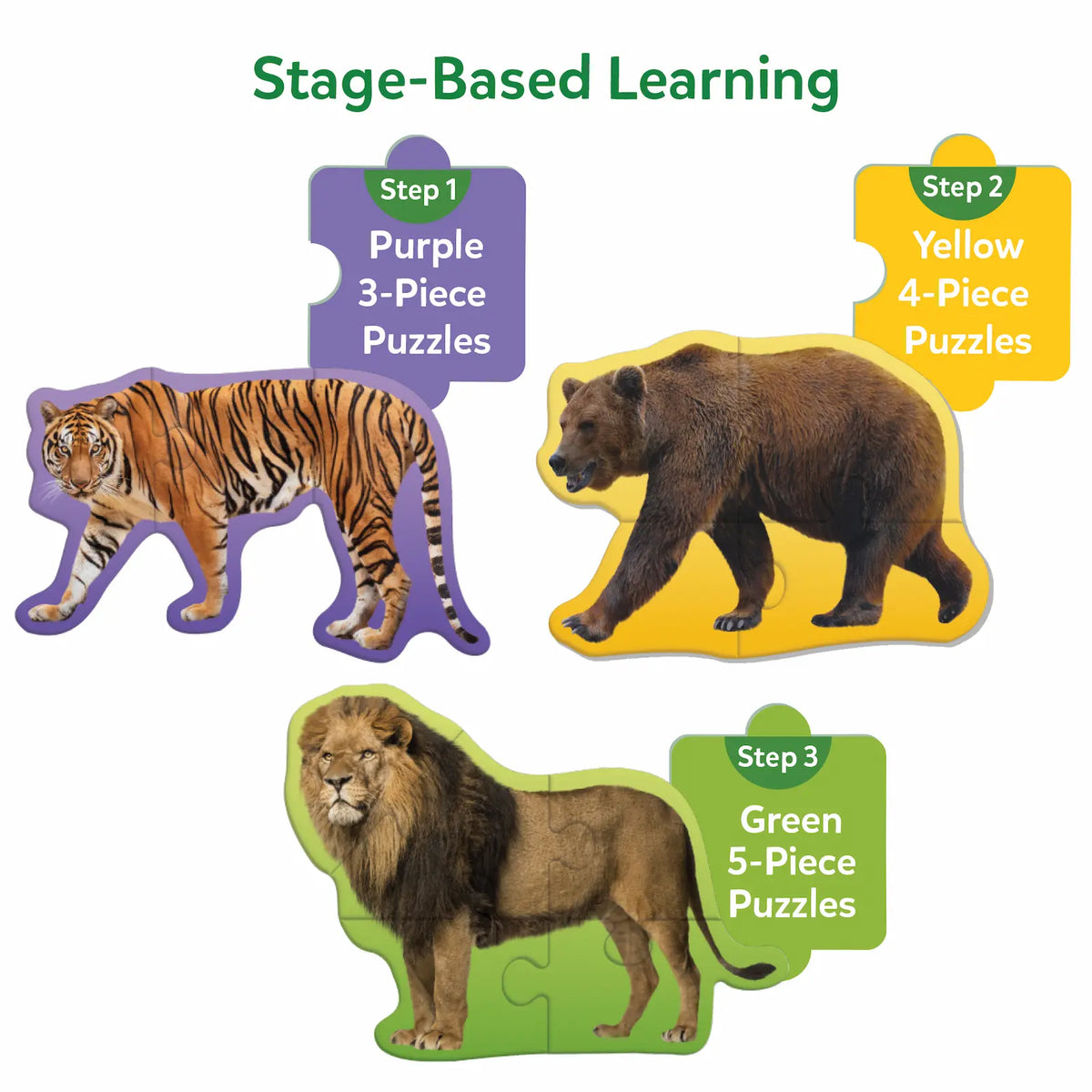 Skillmatics Step By Step Puzzle Wild Animals Ages 3 and Up