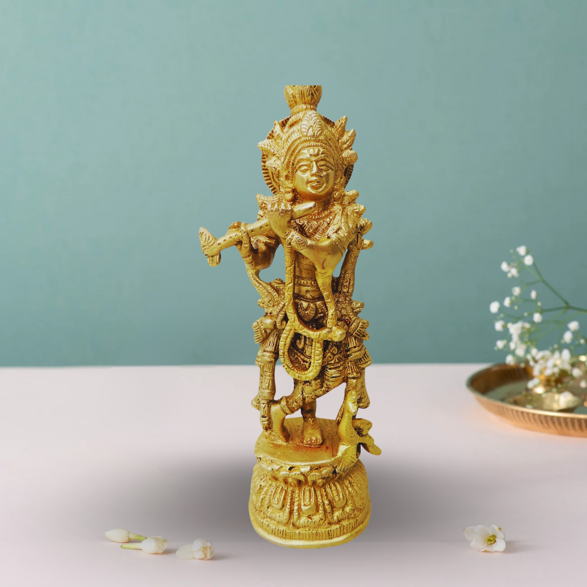 Brass Krishna Normal Statue 1.165Kg - PUSHMYCART