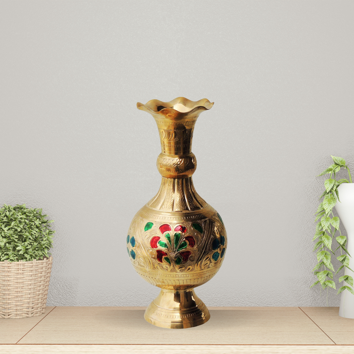Brass Home And Garden Flower Pot 0.828Kg - PUSHMYCART