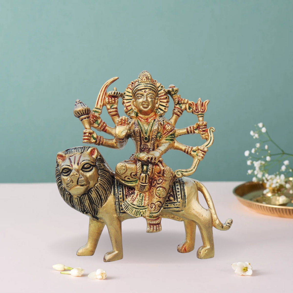 Brass Durga Ji Idol Statue 1Kg - PUSHMYCART