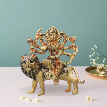 Brass Durga Ji Idol Statue 1Kg - PUSHMYCART