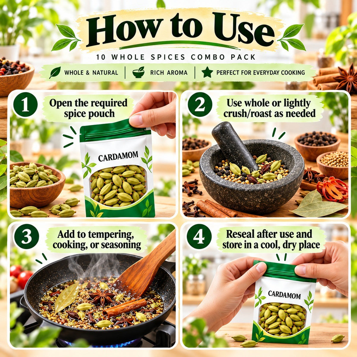 How to use the whole spices combo pack