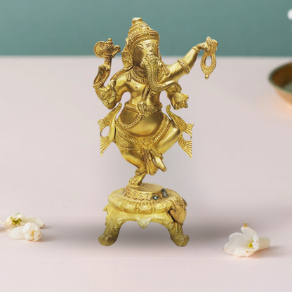 Brass Dancing Ganesh Sf 1.612Kg - PUSHMYCART