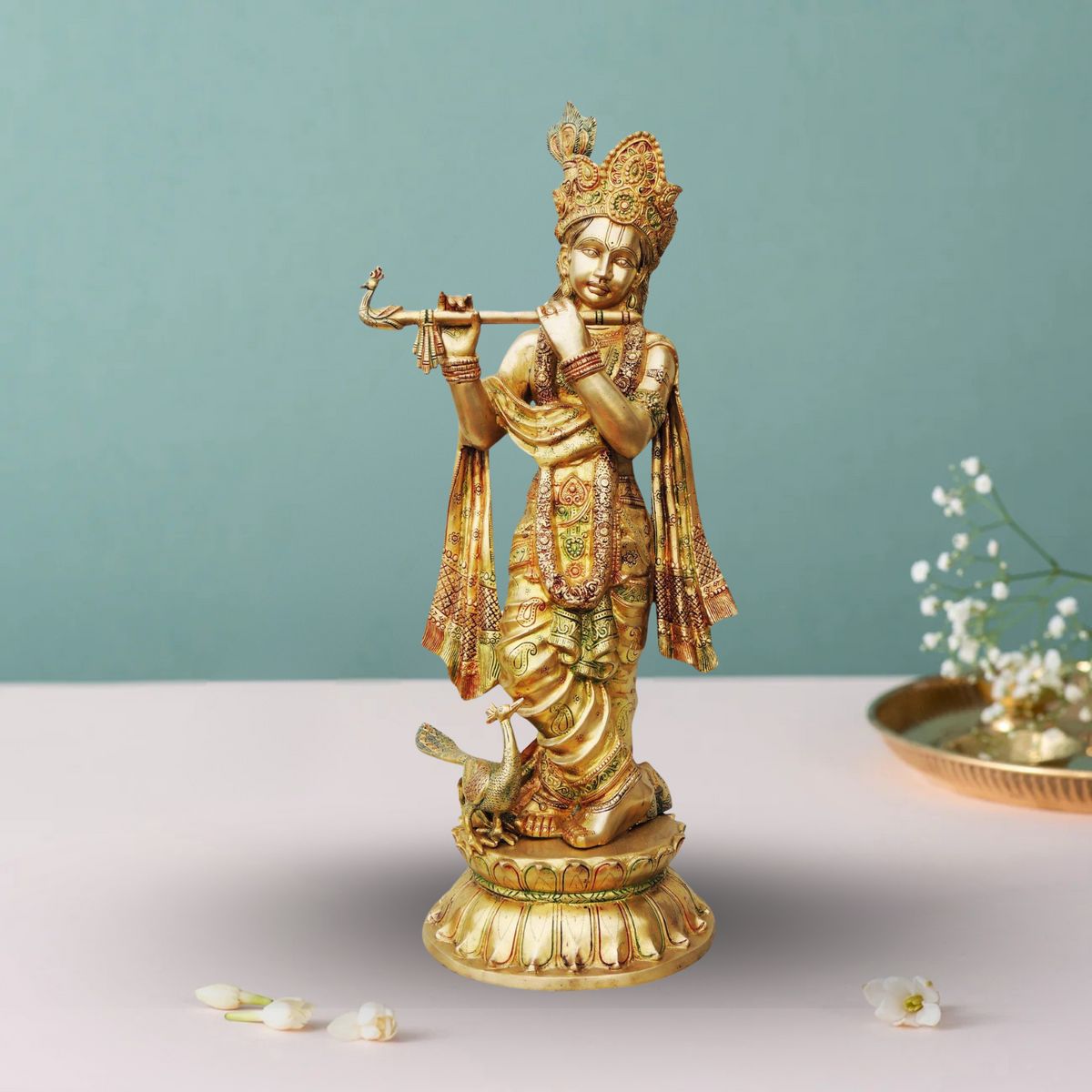 Brass Krishan Idol 22.5Kg - PUSHMYCART