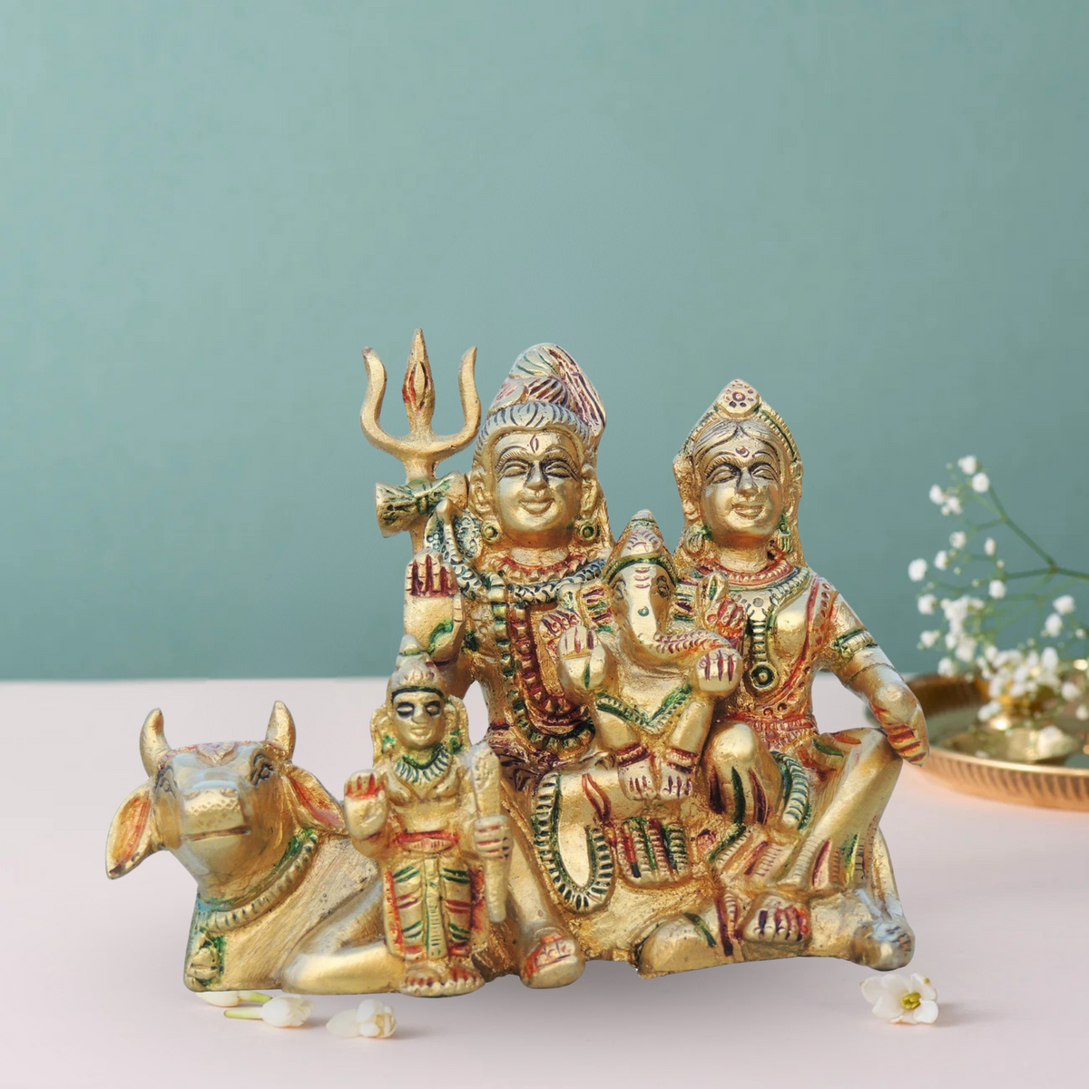 Brass Shiv Parivar Statue 1Kg - PUSHMYCART