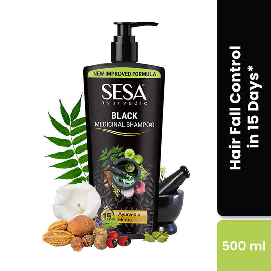 Sesa Ayurvedic Black Medicinal Shampoo 500 ml pump bottle