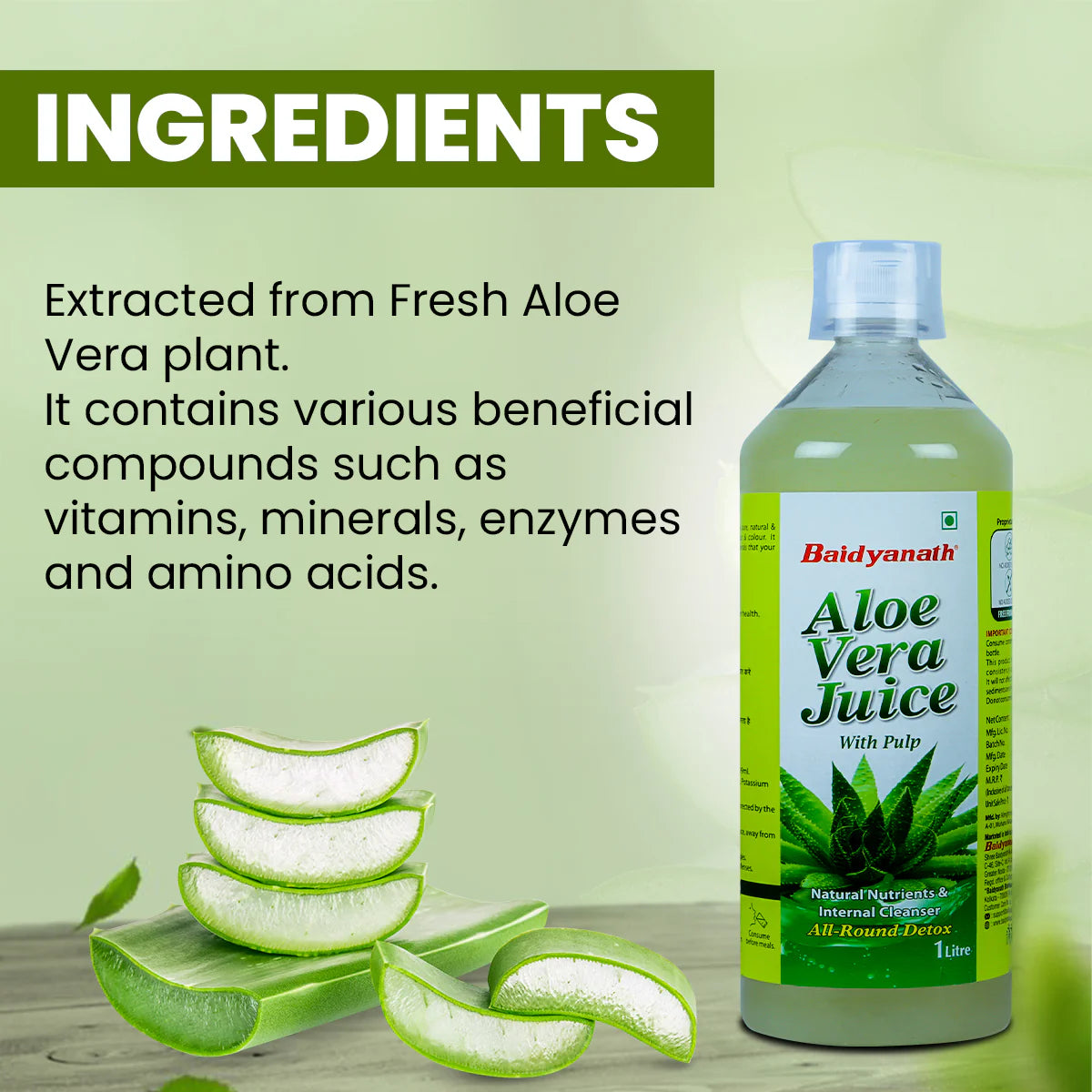 ingredients for Baidyanath Aloevera Juice