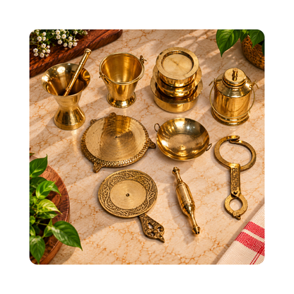Mahita Collections Brass Miniature Kitchen Set for Home Decor