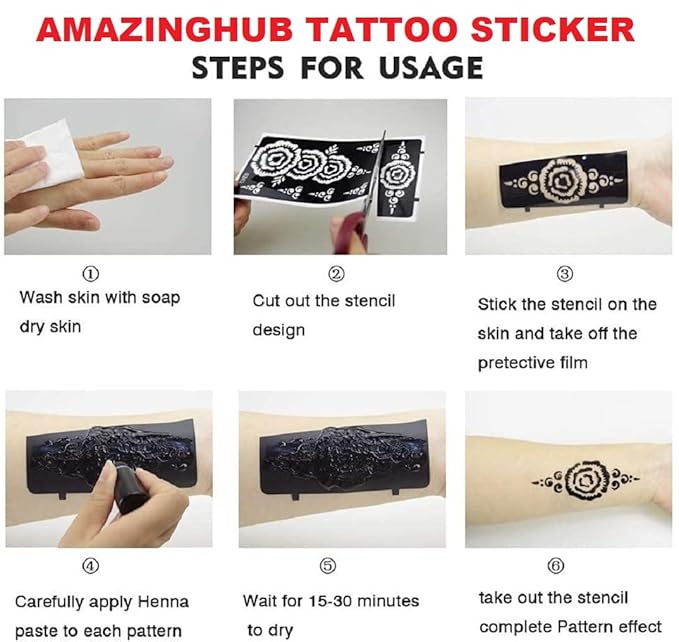 Mehndi Stickers for Hands, Small Size