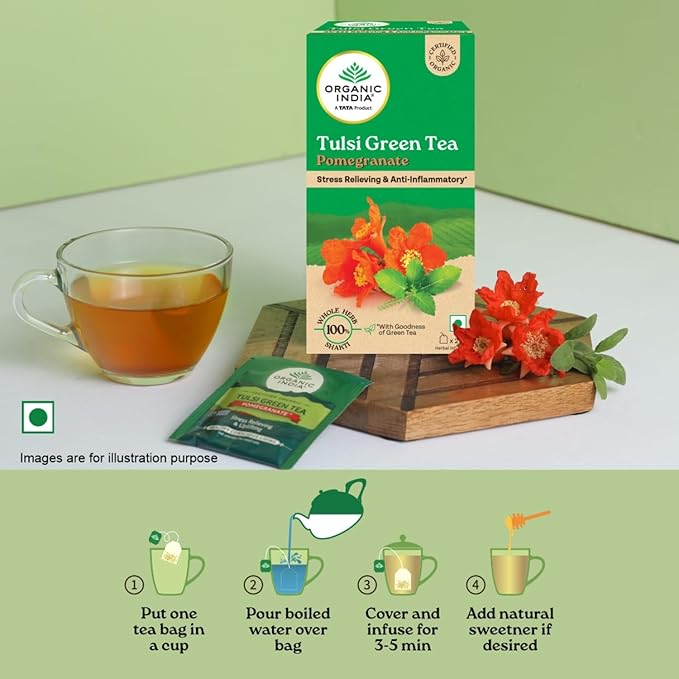 Organic India Tulsi Green Tea Pomegranate