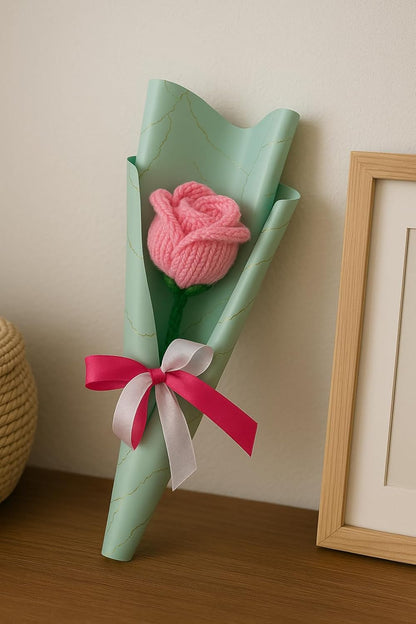 Clapjoy Handmade Crochet Rose Flower – Wool Artificial Flower Gift