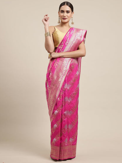 Vasthrlay Silver Traditional Saree with elegant banarasi styling