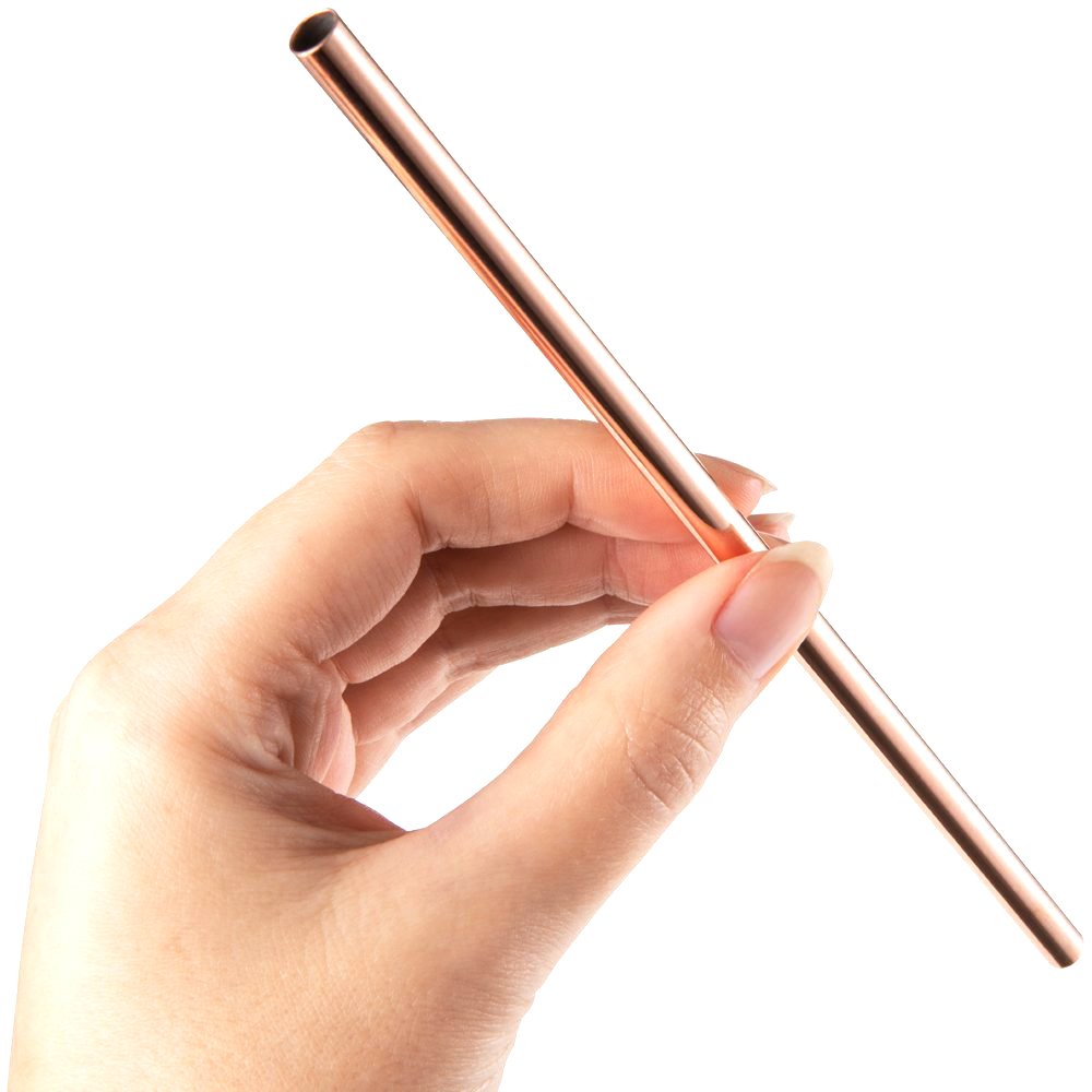 Prisha India Craft Plain Solid Copper Straight Drinking Straws 8 Inch