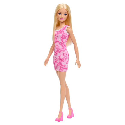Barbie Doll in Barbiecore Inspired Pink Patterned Dress with Heels