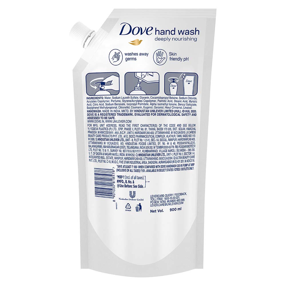Dove Moisturising Liquid Hand Wash 900 ml Refill