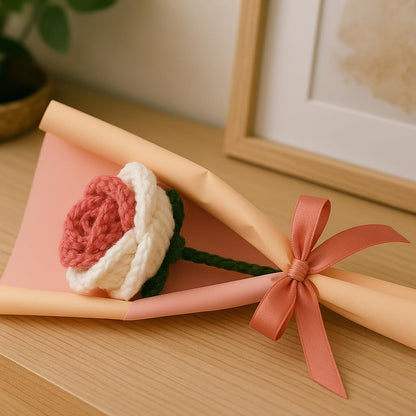 Clapjoy Handmade Crochet Rose Flower – Wool Artificial Flower Gift