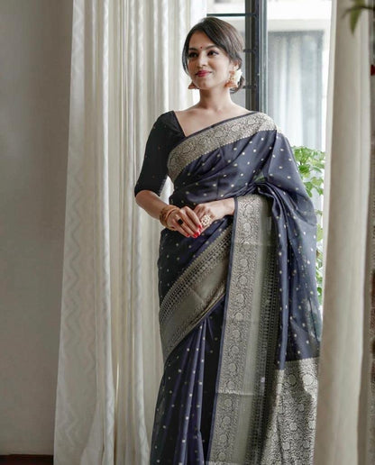 Vasthrlay Black Traditional Saree with elegant banarasi styling