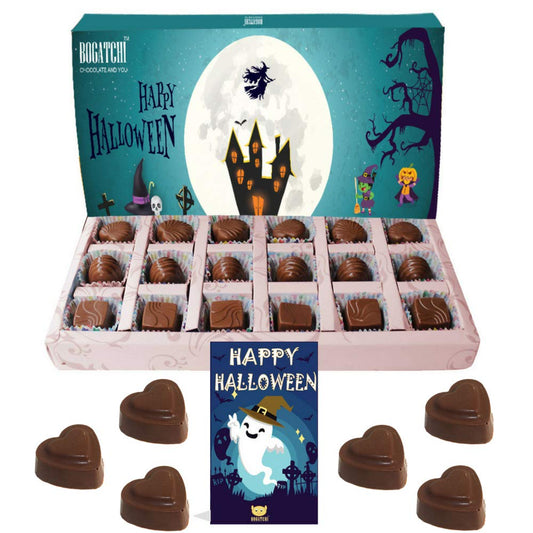 BOGATCHI Halloween Premium Chocolate Candy Box 18 Pieces with Greeting Card