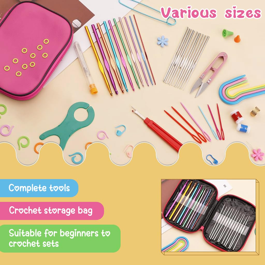 109-Piece Crochet Hook Set with Case, Ergonomic Needles Kit - image 5