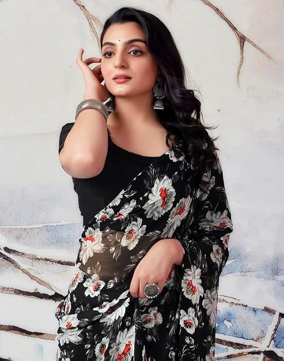 Vasthrlay Sequence saree design in Black traditional style