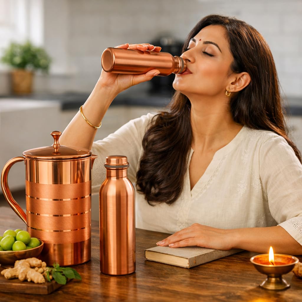 2 Litre Copper Jug & 1 Litre Bottle
