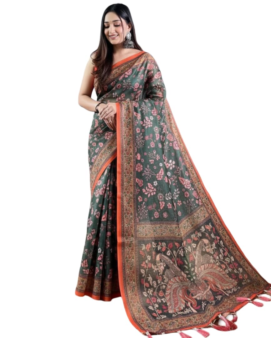 Vasthrlay Multicolor Ethnic Kalamkari Saree for festive ethnic occasions