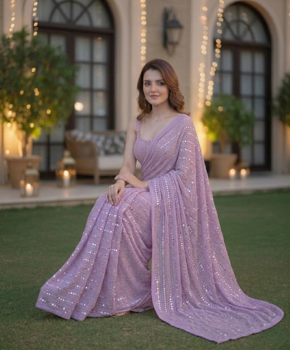 Vasthrlay Lavender Traditional Saree for wedding and party wear styling