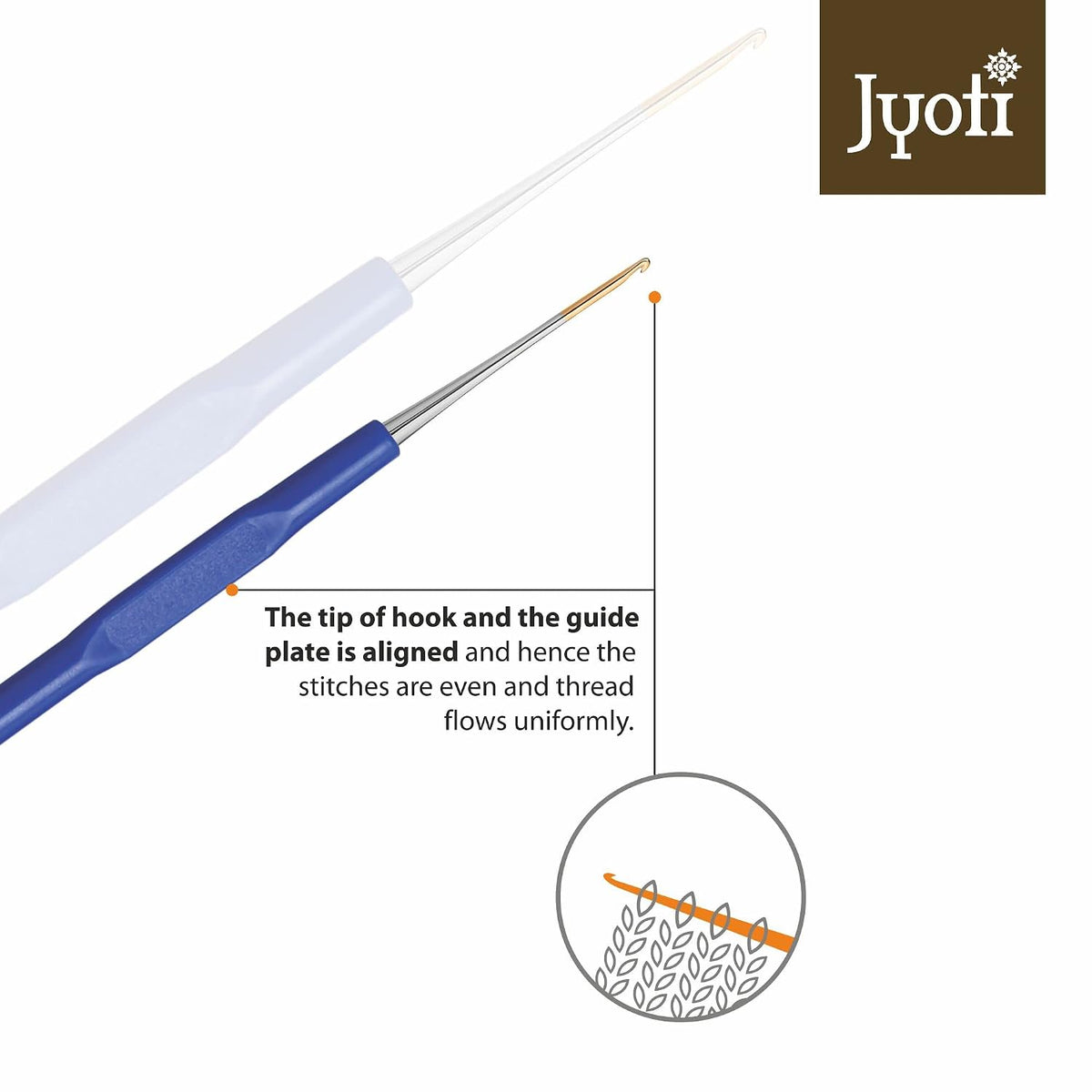 Crochet Hook Steel (Gold Point) with Plastic Handle for Thread Work, Hand Knitted - image 2