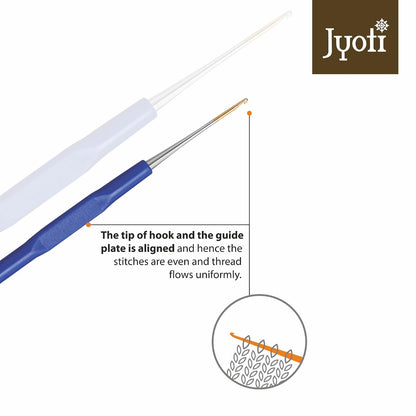 Crochet Hook Steel (Gold Point) with Plastic Handle for Thread Work, Hand Knitted - image 2