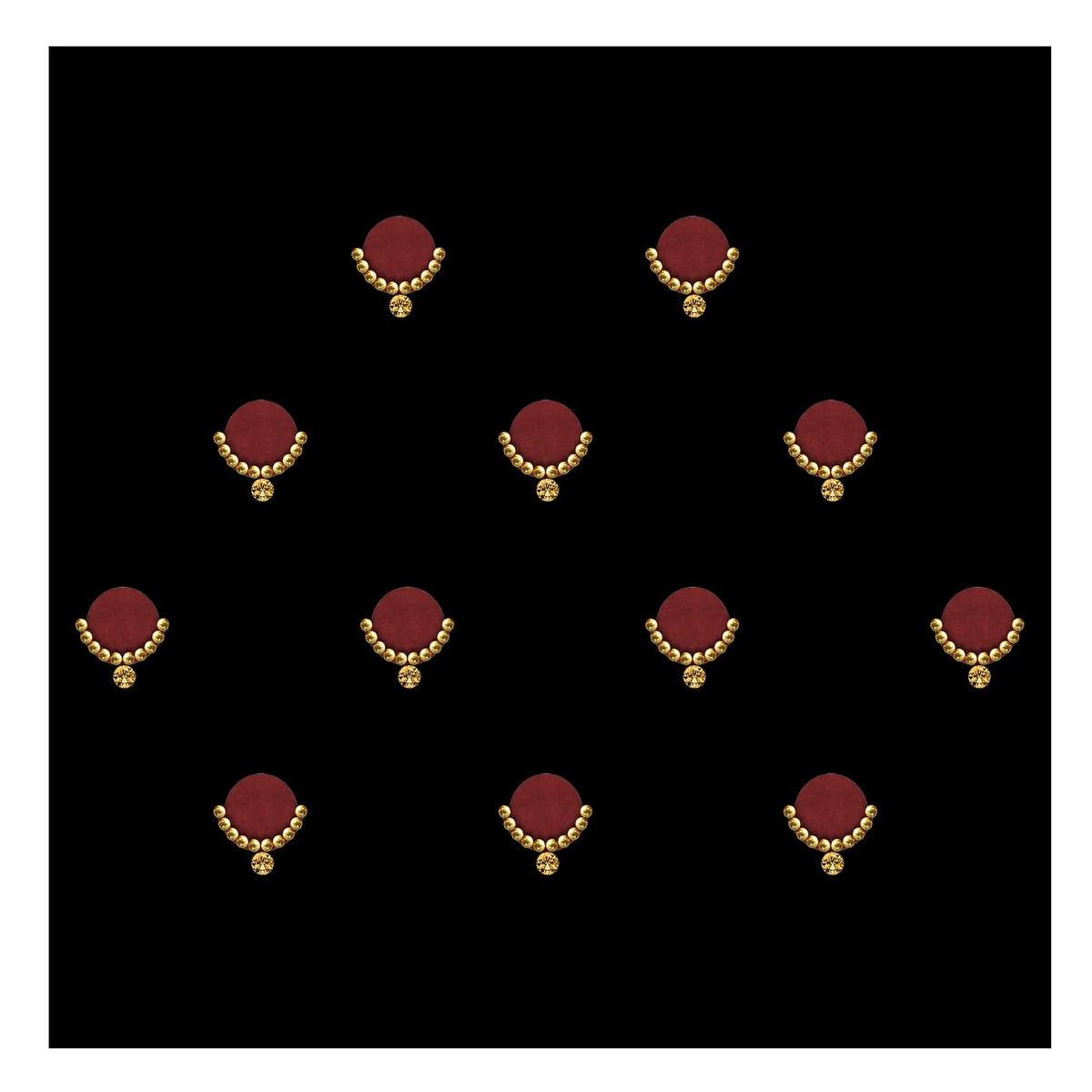 Comet Busters Handcrafted Maroon Round Bindis with Gold Trim 10 mm