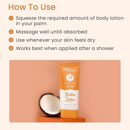 Earth Rhythm Coconut Milk Butter Body Lotion SPF 50 PA+++ - PUSHMYCART