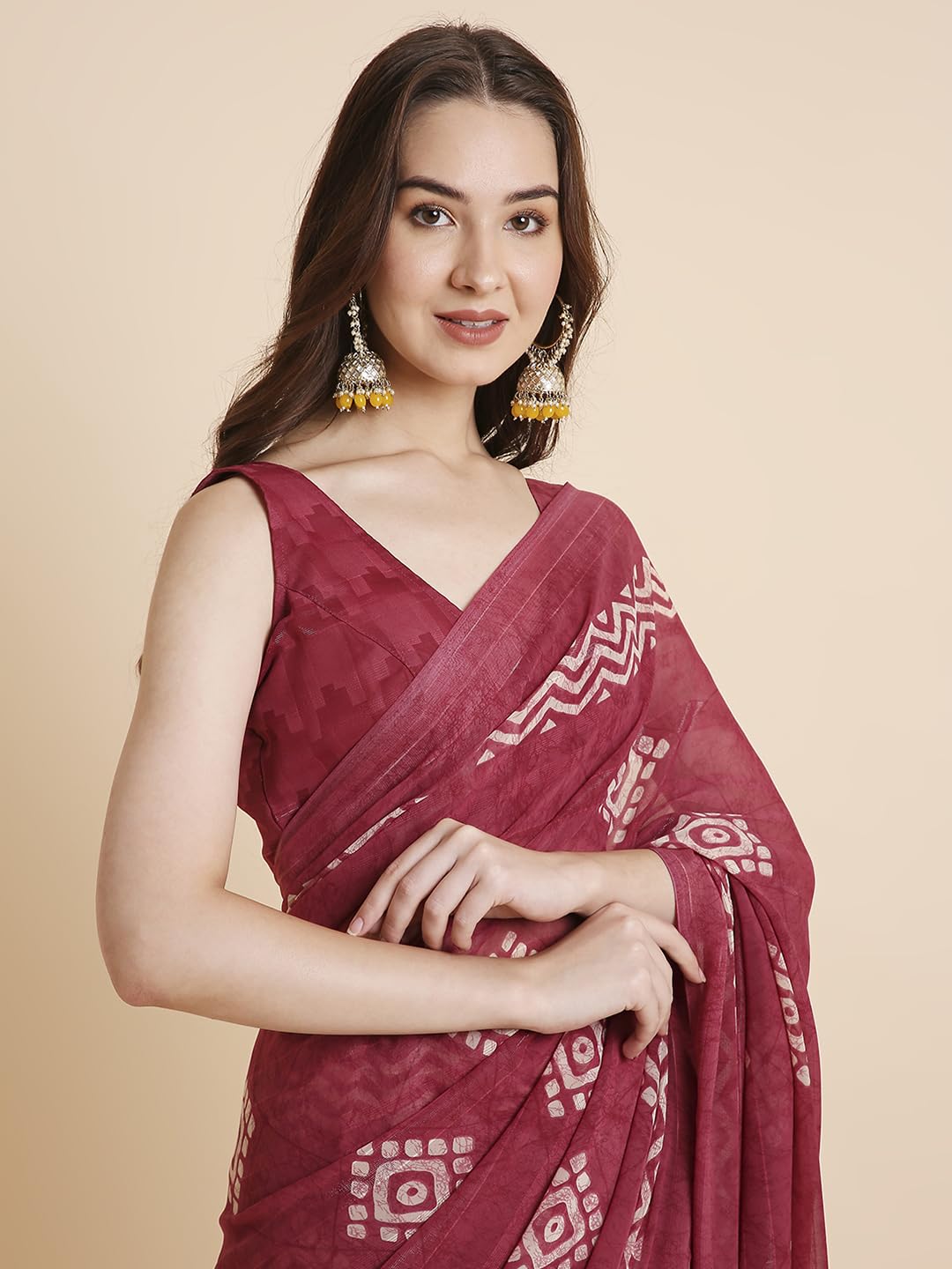 Vasthrlay Georgette Rani Saree with decorative printed design